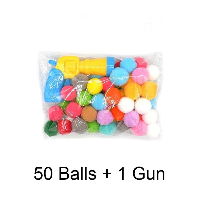 Cat Plush Interactive Launch Training Toy For Pet Kitten Creative Mini Shooting Gun Games Plush Ball Toys Pet Supplies