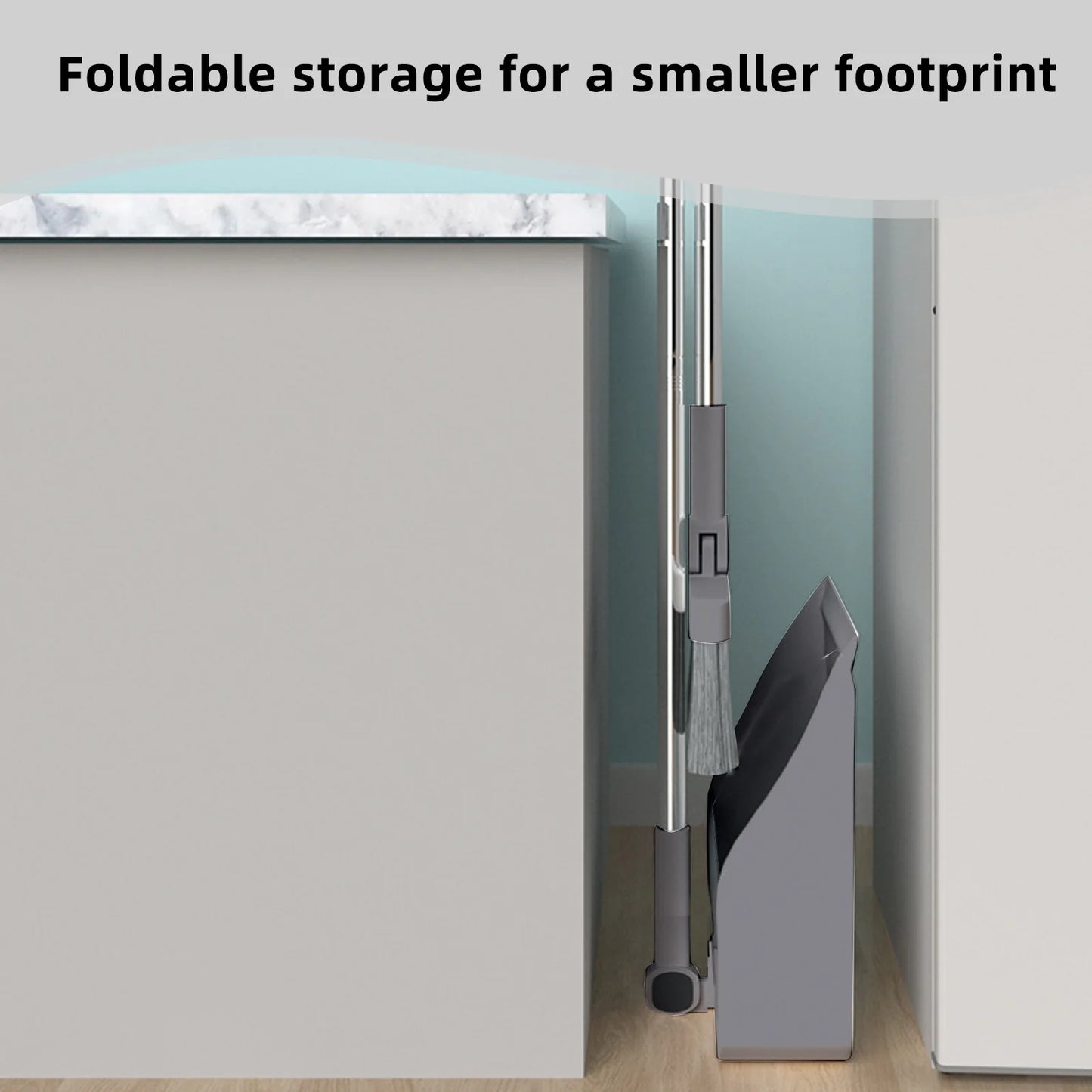 3-in-1 Premium Besen-Set mit selbstreinigender Kehrschaufel – Drehbar, platzsparend und ideal für Innen & Außen