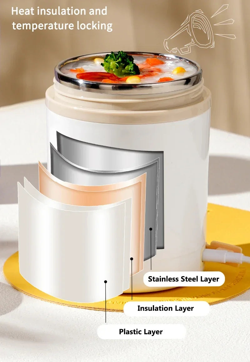 600ML USB Elektrische Heizung Lunch Box Tragbare Picknick Milch Trinken Lebensmittel Heizung Edelstahl Lebensmittel Wärmer Container 5V 12V 24V