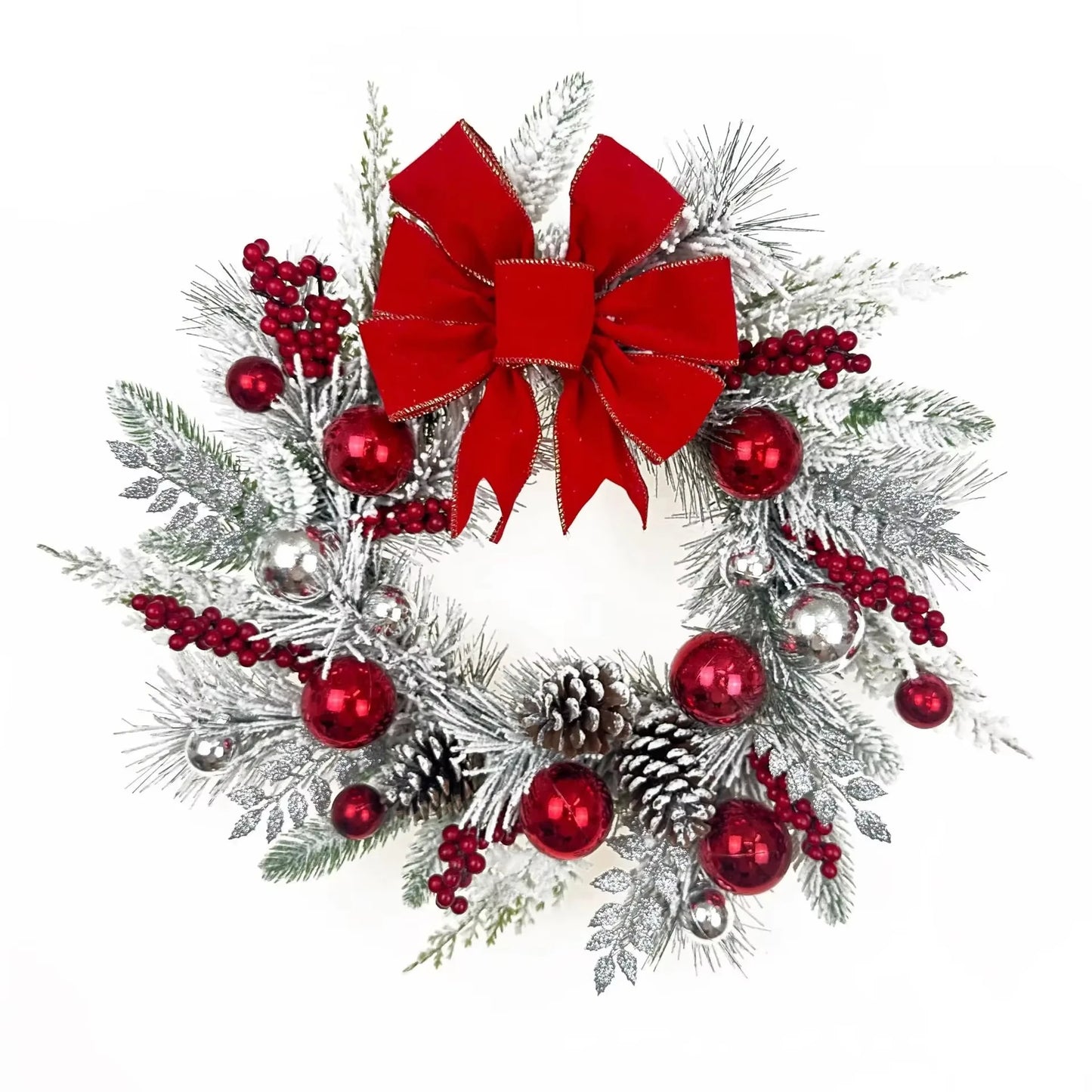 Luxuriöser Weihnachts-Türkranz – Handgefertigter Roter XMAS Kranz für Haustür, Fenster & Kamin | Festliche Deko 2025