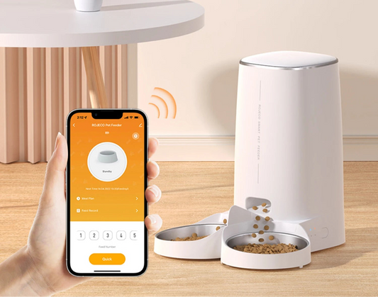 4L Double Bowl Pet Feeder WiFi Smart Timing Large Capacity Dry Food Feeder for Cats Dogs Remote Control Automatic Food Dispenser