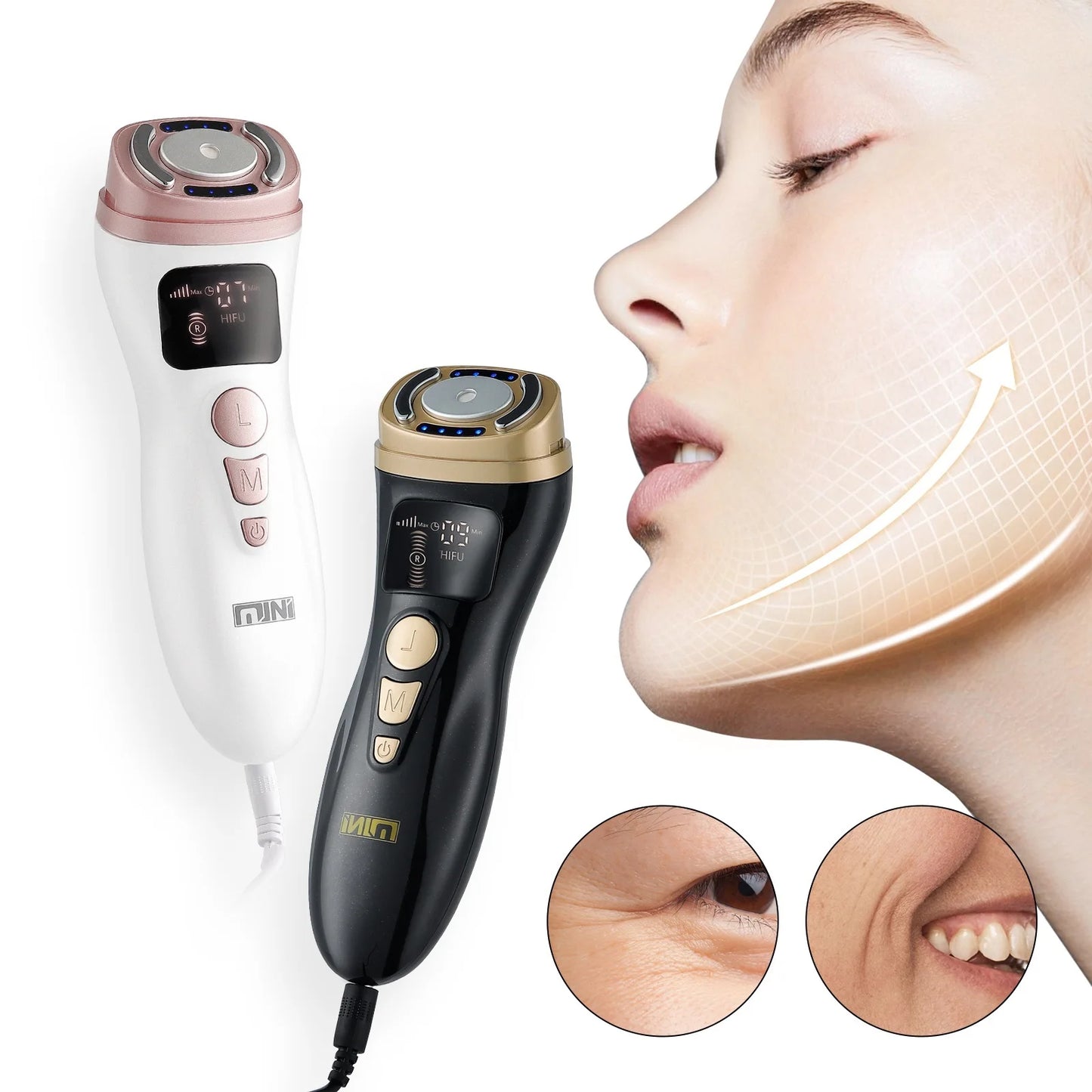 Mini HIFU Lifting Gerät – Ultraschall RF & EMS | Hautstraffung, Anti-Aging, Faltenreduktion für Gesicht, Kinn, Hals & Augen – Professionelle Behandlung für Zuhause