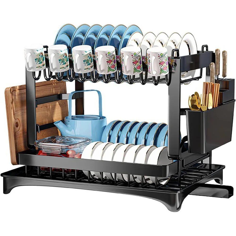 Abtropfgestell für Küchenspüle, Küche, verstellbare Teller, Organizer, Schüssel, Abtropffläche, Aufbewahrungsregal, Besteck-Aufbewahrungshalter