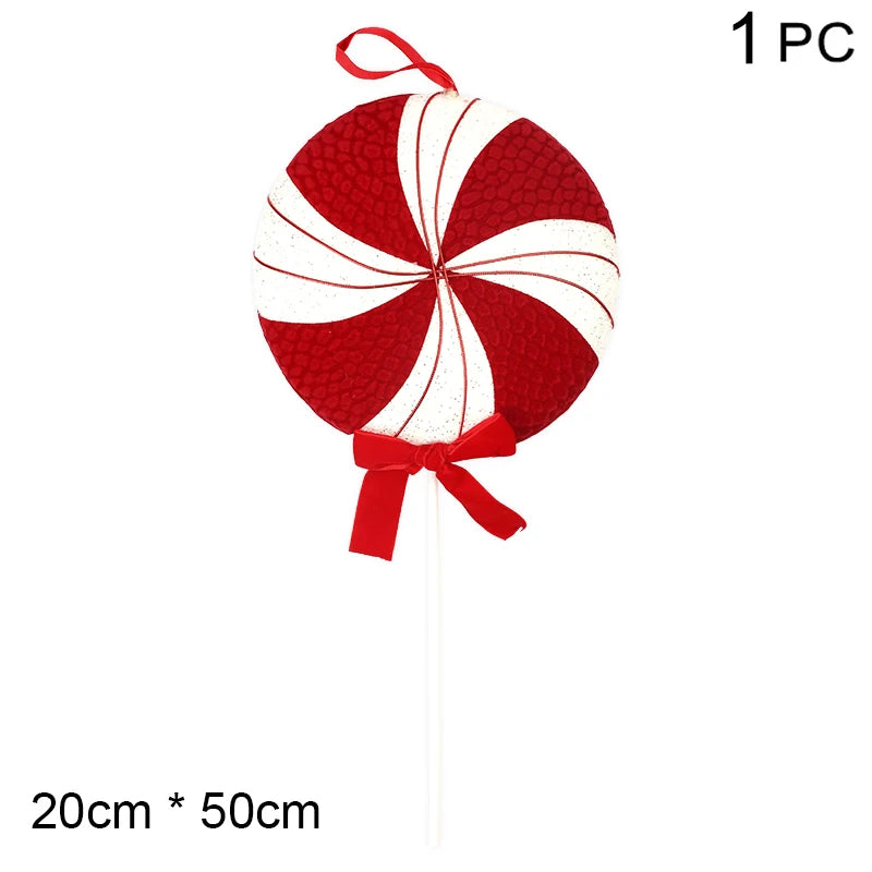 Großer Candy-Cane Weihnachtsanhänger – Rot-Weiß Deko für Baum, Tür & Party 2025
