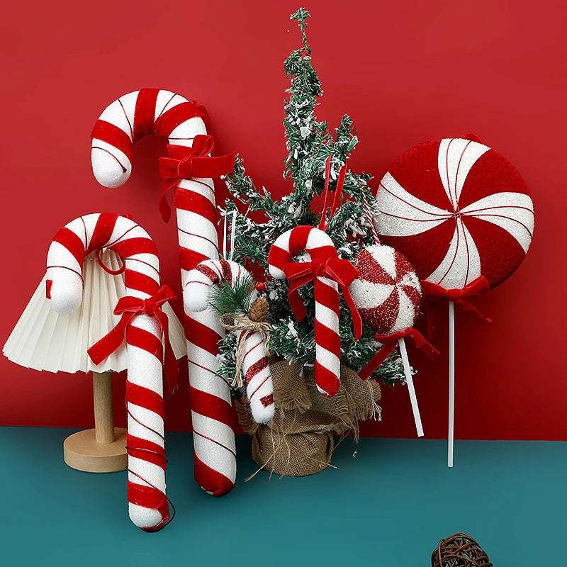 Großer Candy-Cane Weihnachtsanhänger – Rot-Weiß Deko für Baum, Tür & Party 2025
