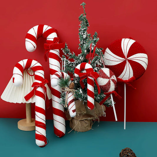 Großer Candy-Cane Weihnachtsanhänger – Rot-Weiß Deko für Baum, Tür & Party 2025