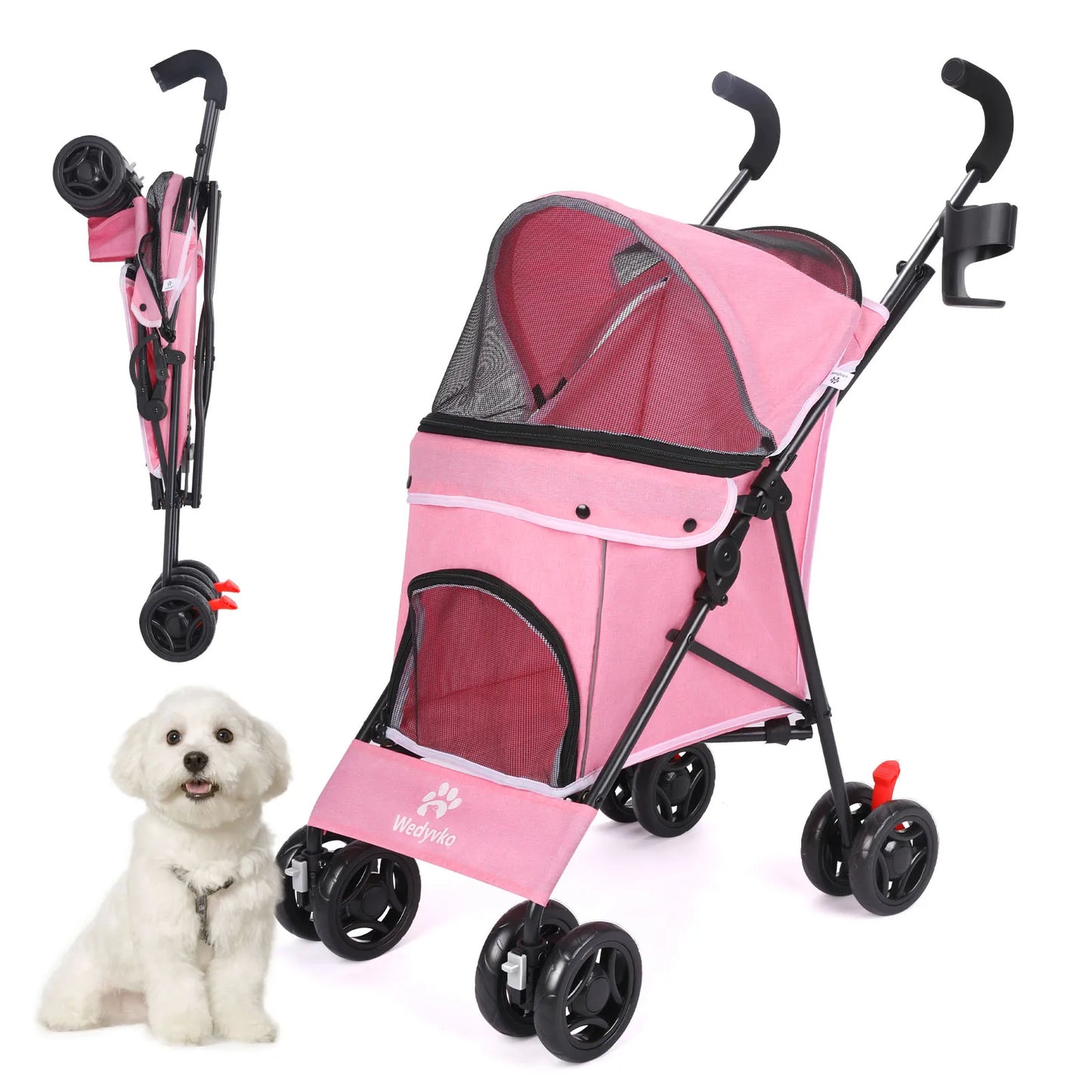Leichter & Faltbarer Haustier-Kinderwagen für Hunde & Katzen – Atmungsaktiver Outdoor Buggy, Reise-Wagen für kleine bis mittelgroße Haustiere