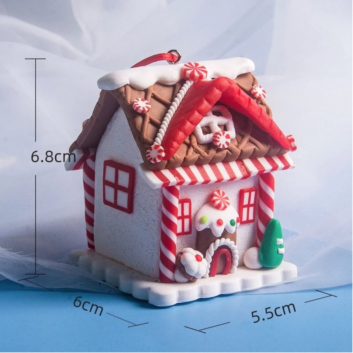 5 Stück Haus Ornamente Urlaub Weihnachtsbaum Ornament Set Lebkuchen Weihnachtsdekoration mit Seil Lebkuchenhaus Dekor