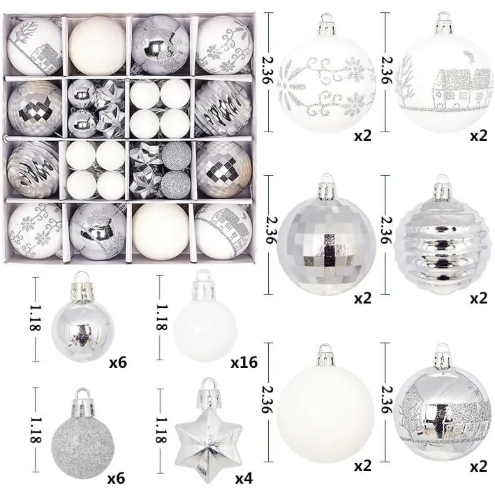 44-teiliges Weihnachtskugel-Set 3–6 cm – Bruchsichere Deko für Weihnachtsbaum, Festliche Ornamente für Zuhause, Advent & Neujahr | Glitzernde Kugeln in Premium-Box