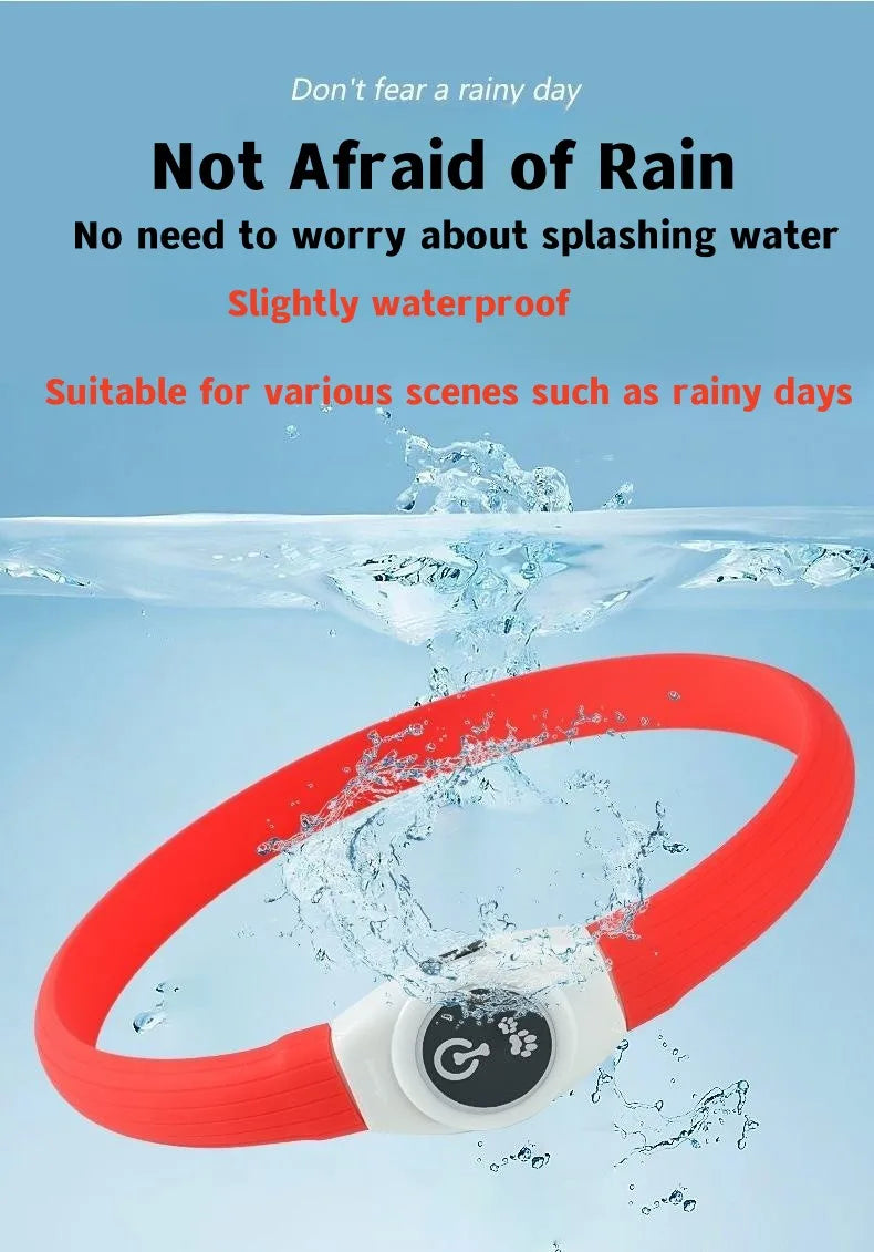 LED Hundehalsband – Wasserdichtes PVC Leuchthalsband mit USB-Ladung, 3 Lichtmodi, Sichtbarkeit bei Nacht, Sicherheit für große & kleine Hunde