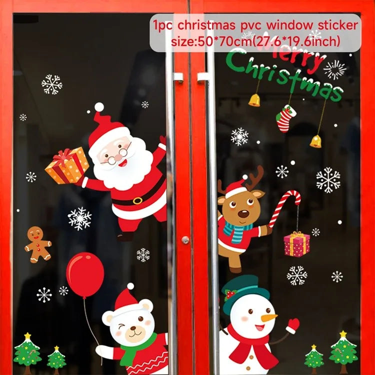 Weihnachts-Fensteraufkleber 2024 | Statische Weihnachts-Deko für Fenster & Wände | Santa & Schneemann Sticker | Winter Weihnachtsdekoration für Zuhause