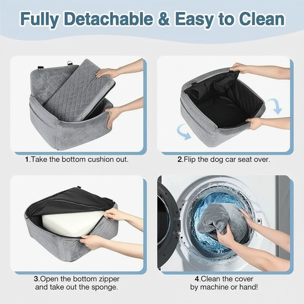 Luxus Hunde Autositz – Sicherheits-Sitz für Hunde & Katzen, rutschfest, weich & waschbar – Perfekt für Auto, SUV & LKW