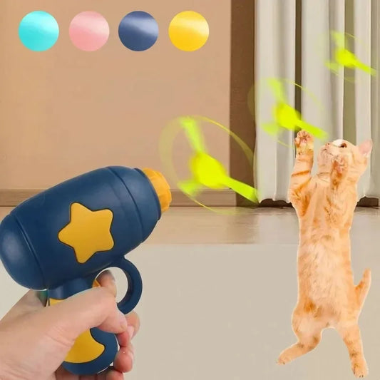 Interaktives Katzenspielzeug Flying Disc Launcher – Lustige Flugscheiben-Pistole für Katzen & Welpen | Jagd- & Trainingsspielzeug für drinnen