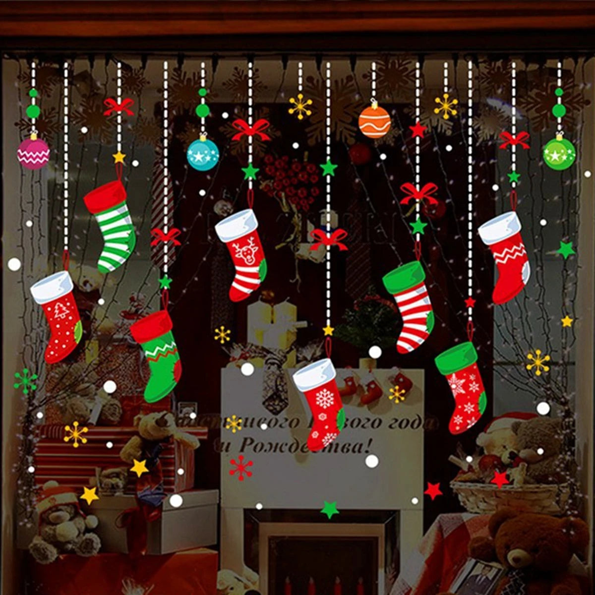 Weihnachts-Fensteraufkleber 2024 | Statische Weihnachts-Deko für Fenster & Wände | Santa & Schneemann Sticker | Winter Weihnachtsdekoration für Zuhause