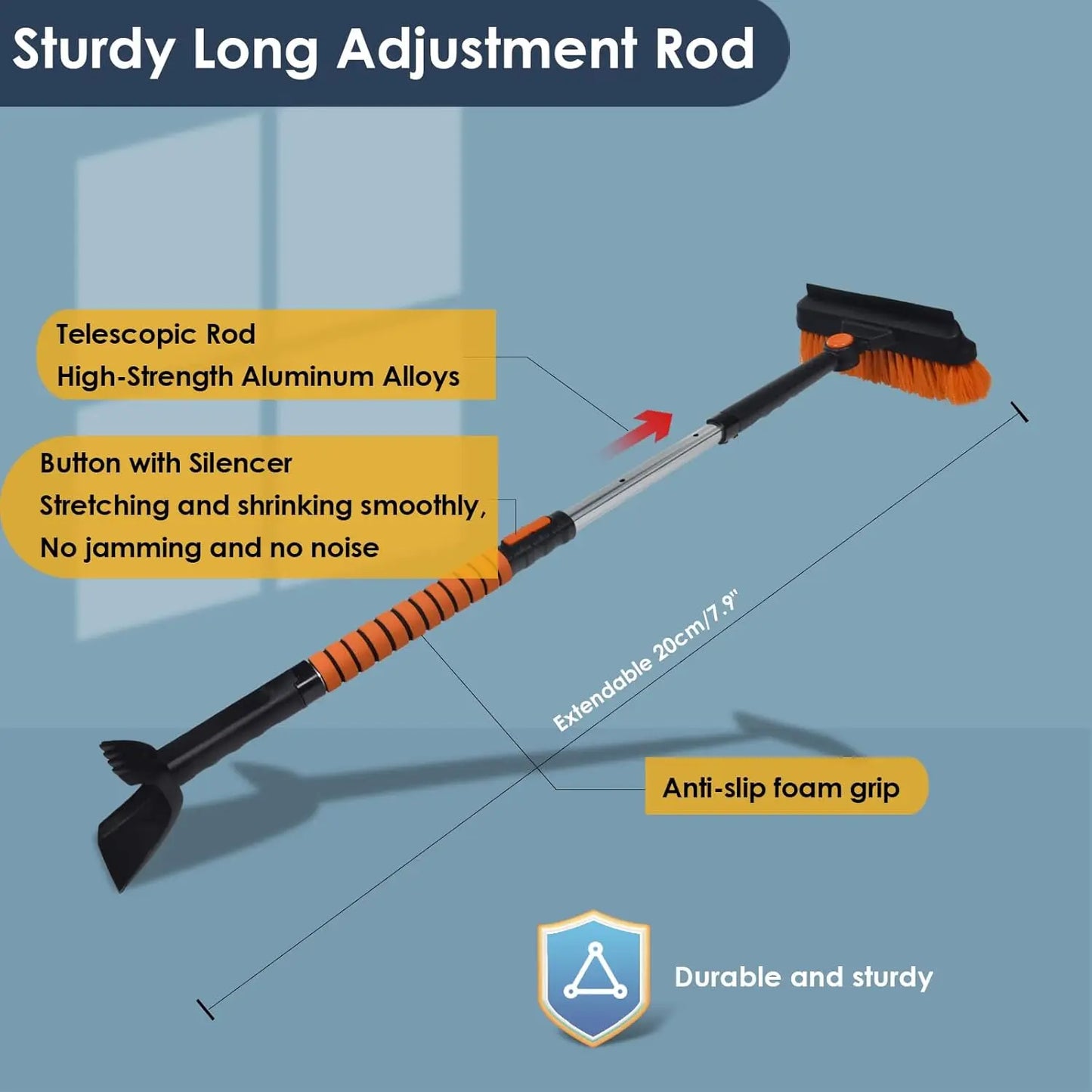 Multifunktionales 5-in-1 Auto Schnee- & Eis-Entfernungsset – Teleskop Eiskratzer, drehbare Schneebürste & Rakel für Windschutzscheiben