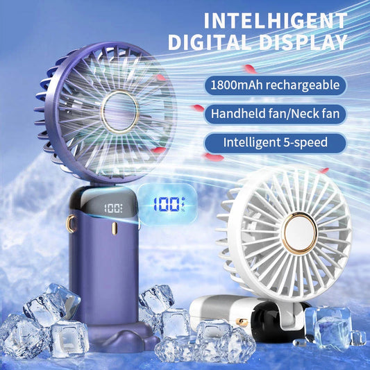 4-in-1 Premium Smart-Ventilator N15 – Klappbarer Hand- & Halsventilator mit LED-Display & Aromatherapie