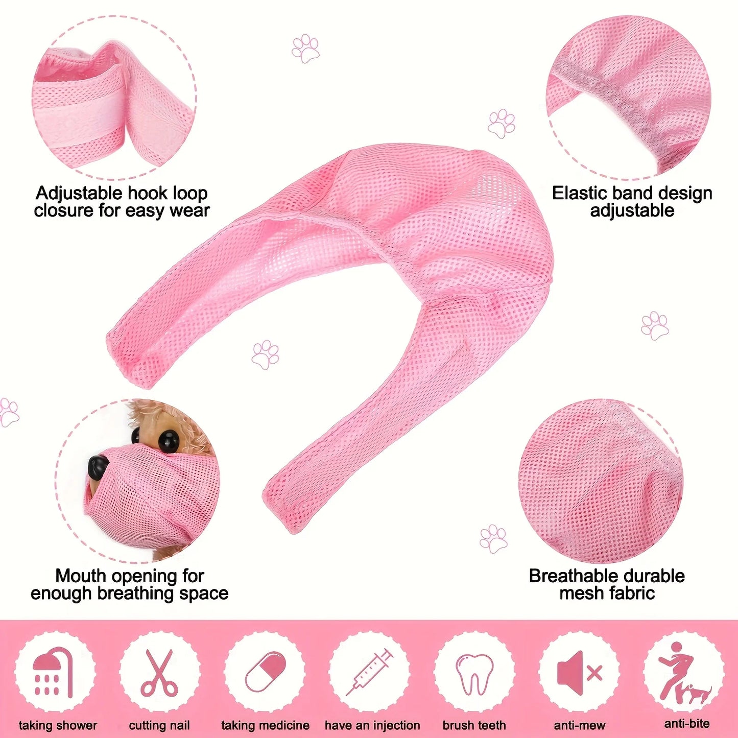 Atmungsaktiver Katzen-Maulkorb aus Netz – Verstellbare Schutzmaske für Pflege, Tierarzt & Sicherheit