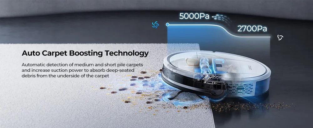 Laresar 3s Robot Vacuum Cleaner Mop 5000Pa Smart APP Control Intelligent Planned for Home Floor Washing Carpet Pet Hair Cleaning