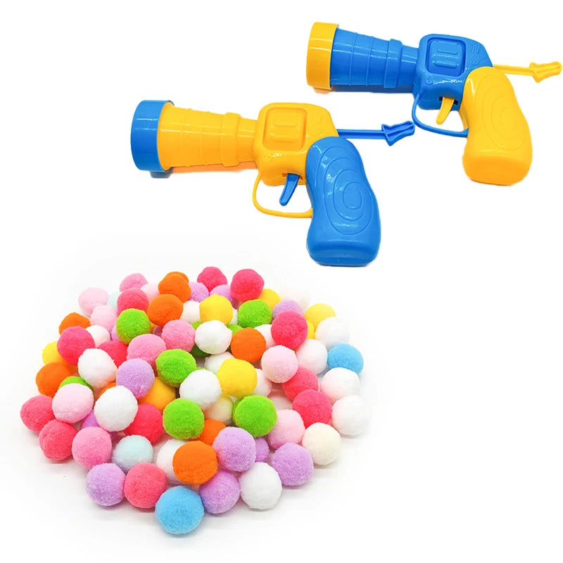 Cat Plush Interactive Launch Training Toy For Pet Kitten Creative Mini Shooting Gun Games Plush Ball Toys Pet Supplies