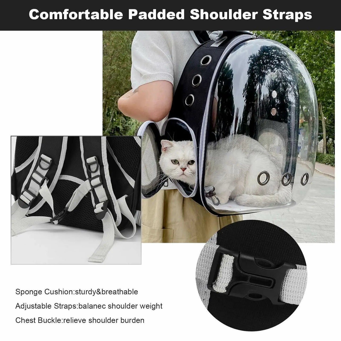 Transparenter Haustier-Rucksack | Raumkapsel-Design | Atmungsaktiv & Stabil | Katzen- & Hundetransporter (42×35×25 cm)