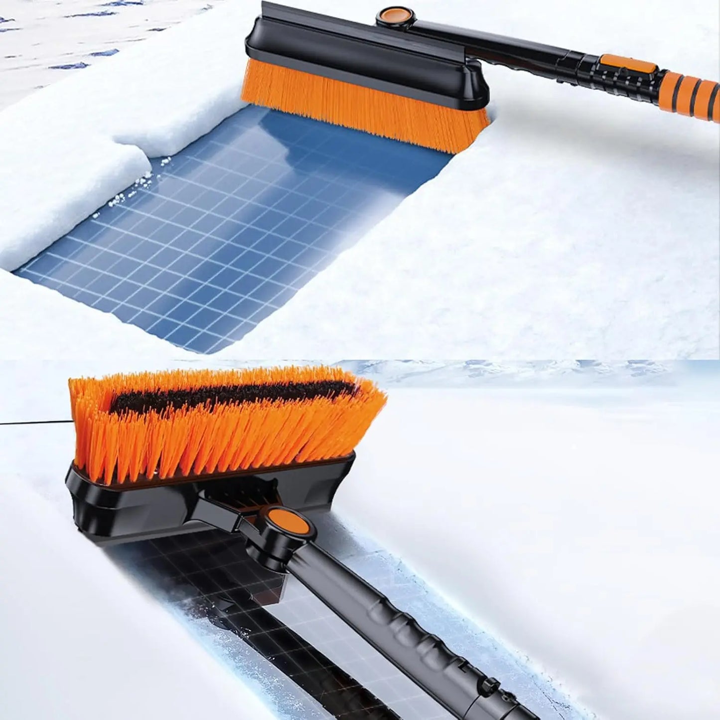 Multifunktionales 5-in-1 Auto Schnee- & Eis-Entfernungsset – Teleskop Eiskratzer, drehbare Schneebürste & Rakel für Windschutzscheiben
