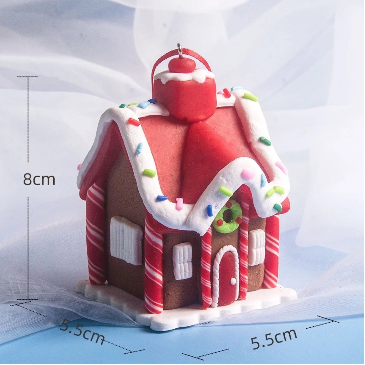 5 Stück Haus Ornamente Urlaub Weihnachtsbaum Ornament Set Lebkuchen Weihnachtsdekoration mit Seil Lebkuchenhaus Dekor