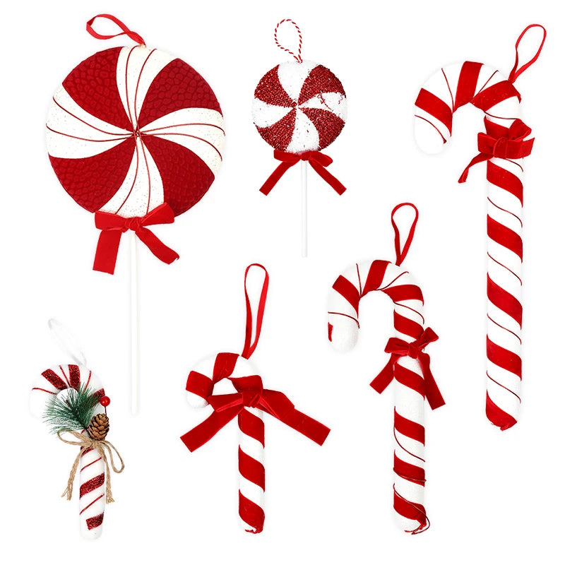 Großer Candy-Cane Weihnachtsanhänger – Rot-Weiß Deko für Baum, Tür & Party 2025