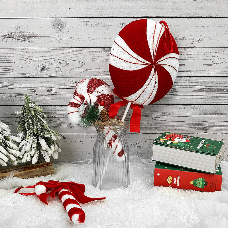 Großer Candy-Cane Weihnachtsanhänger – Rot-Weiß Deko für Baum, Tür & Party 2025