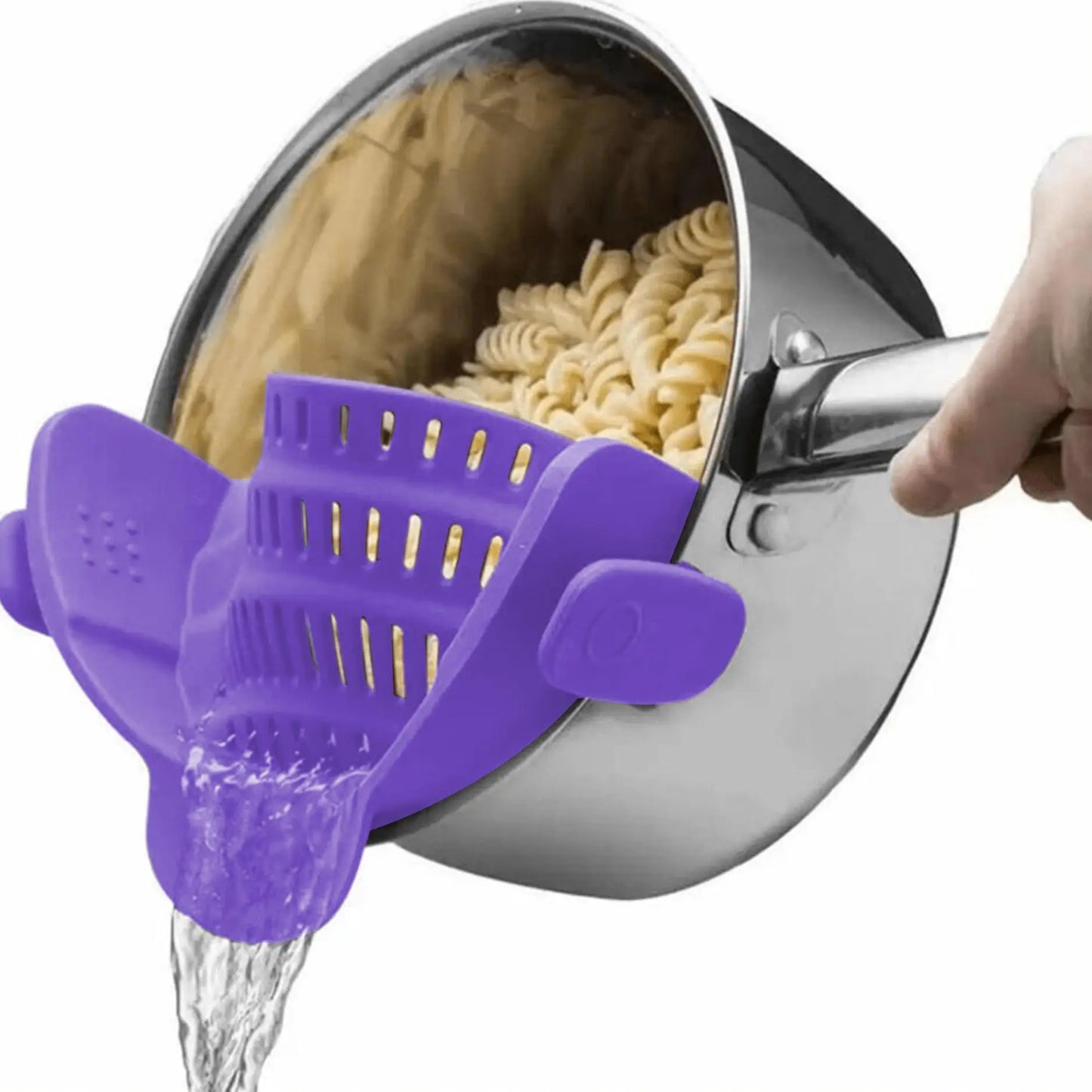 Clip-On Topfsieb aus Silikon – Universelles Sieb für Töpfe & Pfannen, Anti-Fall Design, Perfekt zum Abgießen von Nudeln, Gemüse & Kartoffeln